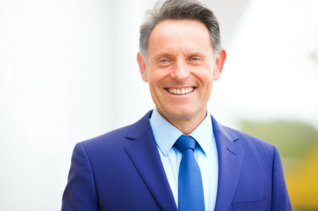 A man smiling confidently, looking relaxed and energetic, representing positive change and renewed vitality after overcoming a challenge.
