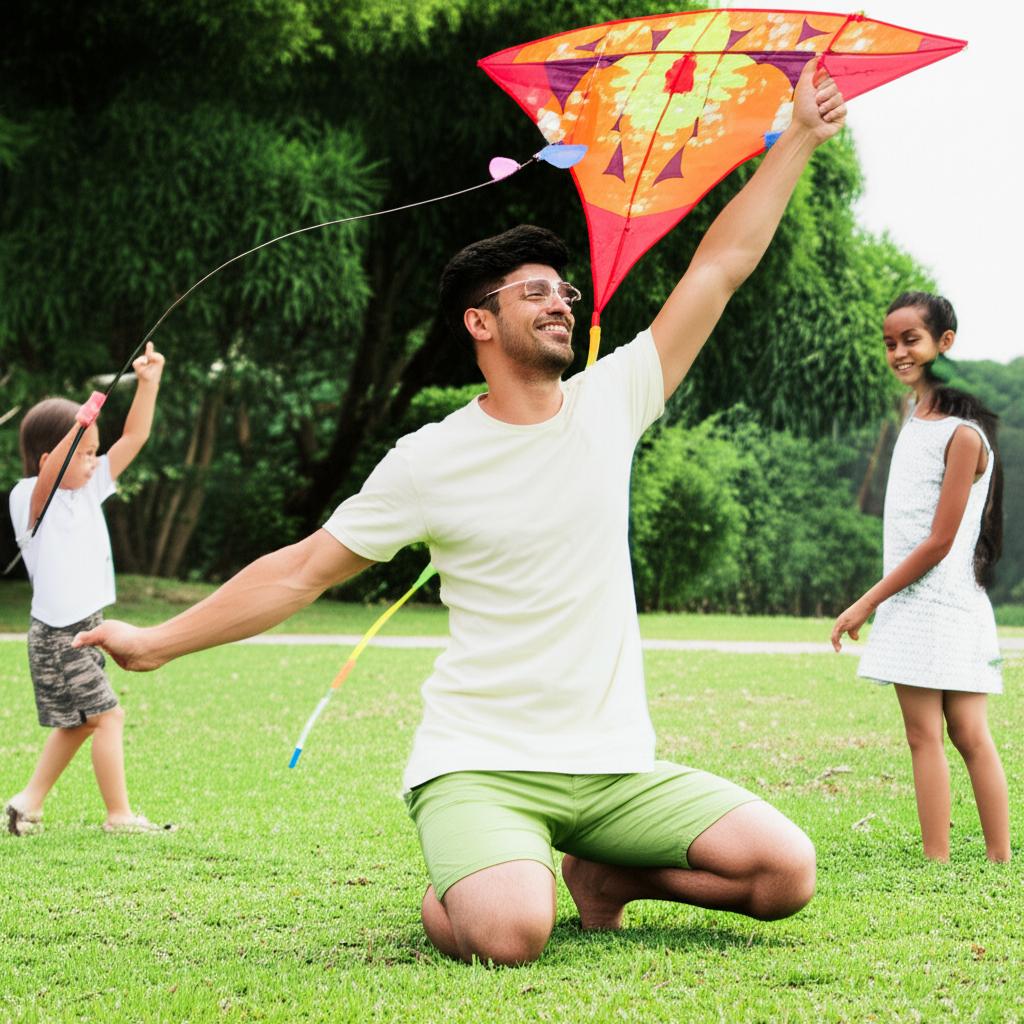 A man in Singapore looking energetic and happy, perhaps playing with his children or engaging in a hobby, symbolizing restored vitality.